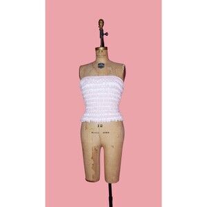 1990s-Y2K. LEG AVENUE Ruched Tiered RUFFLE Lace Strapless Tube Top/Skirt. XS-L